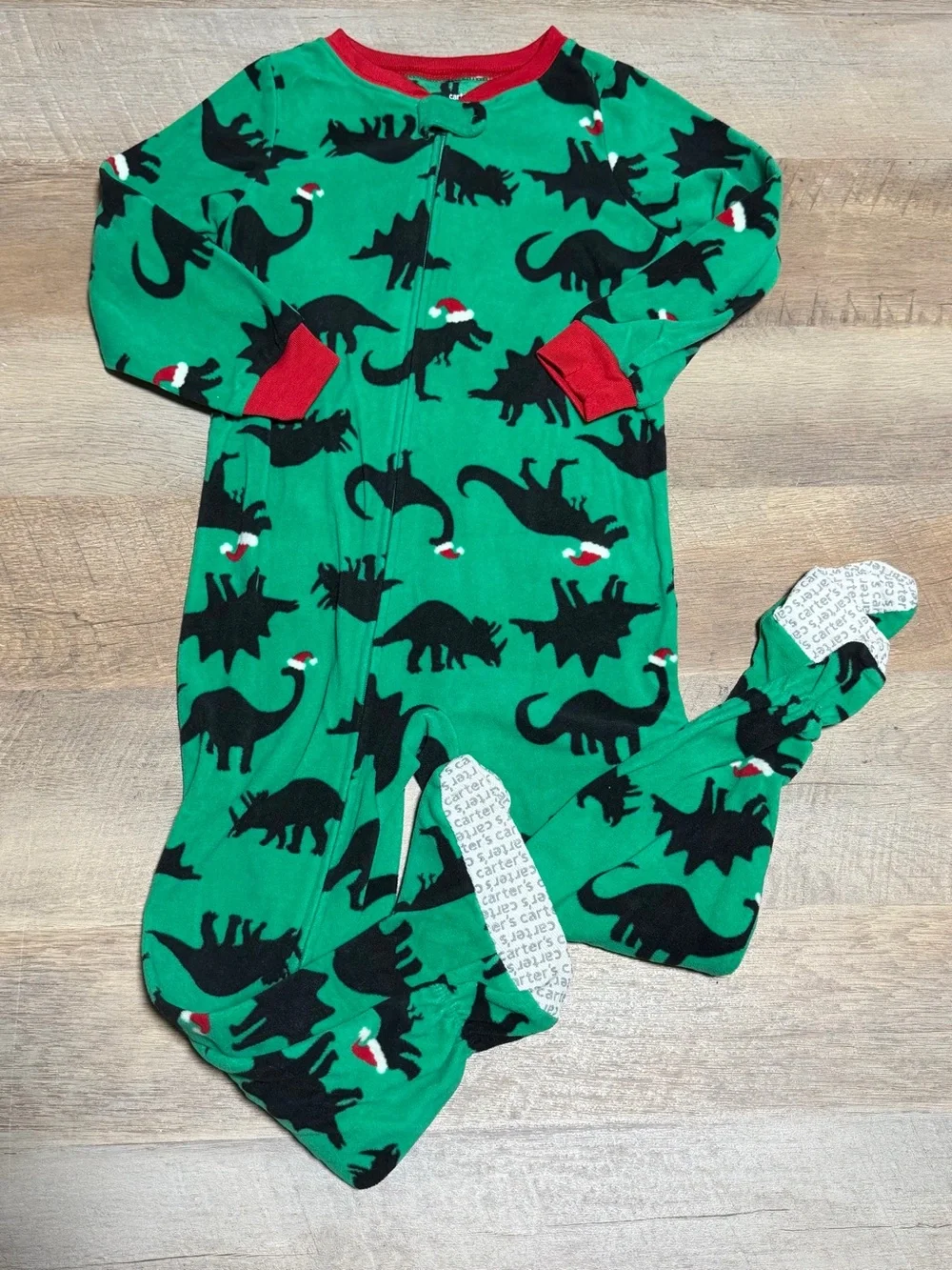 Carter’s 4T Fleece Dinosaur Christmas Footie Pajamas